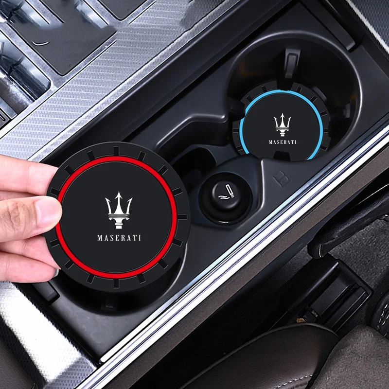 PVC Silicone Car Coaster Water Cup Slot Non-Slip Pad Drink Mat For Maserati Quattroporte GranTurismo MC20 Levante Grecale Coupe