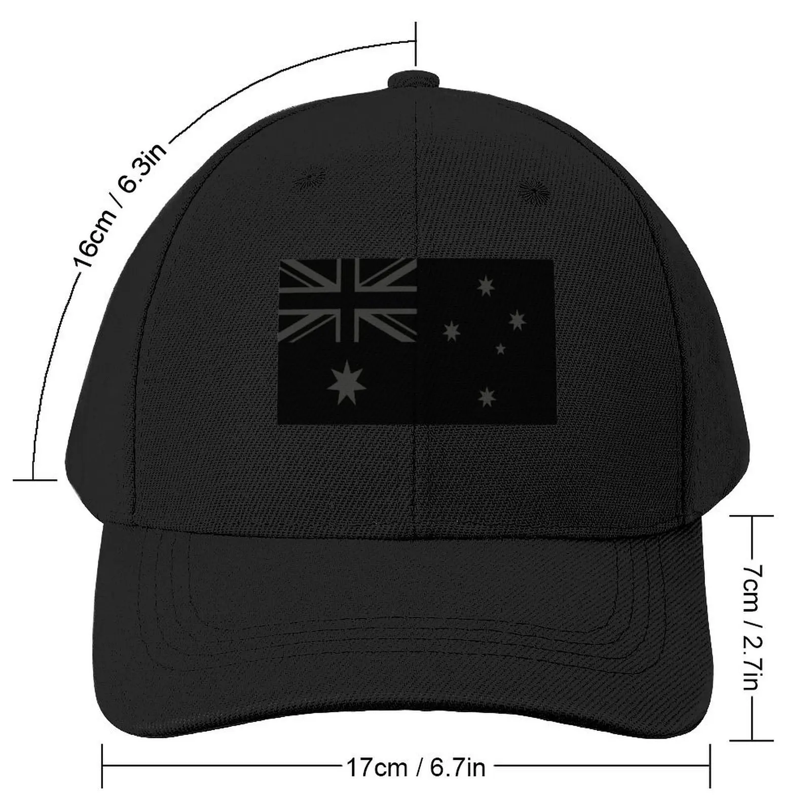 Australia Blackout/Stealth Flag Baseball Cap Thermal Visor Snap Back Hat Golf Cap hiking hat Caps Male Women's