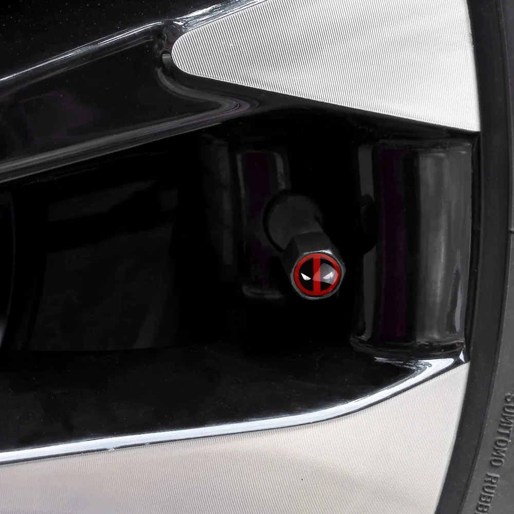 4pcs Miniso Anime Cartoon Marvel Deadpool Car Wheel Tire Valve Stem Caps Air Covers with Wrench for BMW Audi Dodge Hyundai Mazda - view 5
