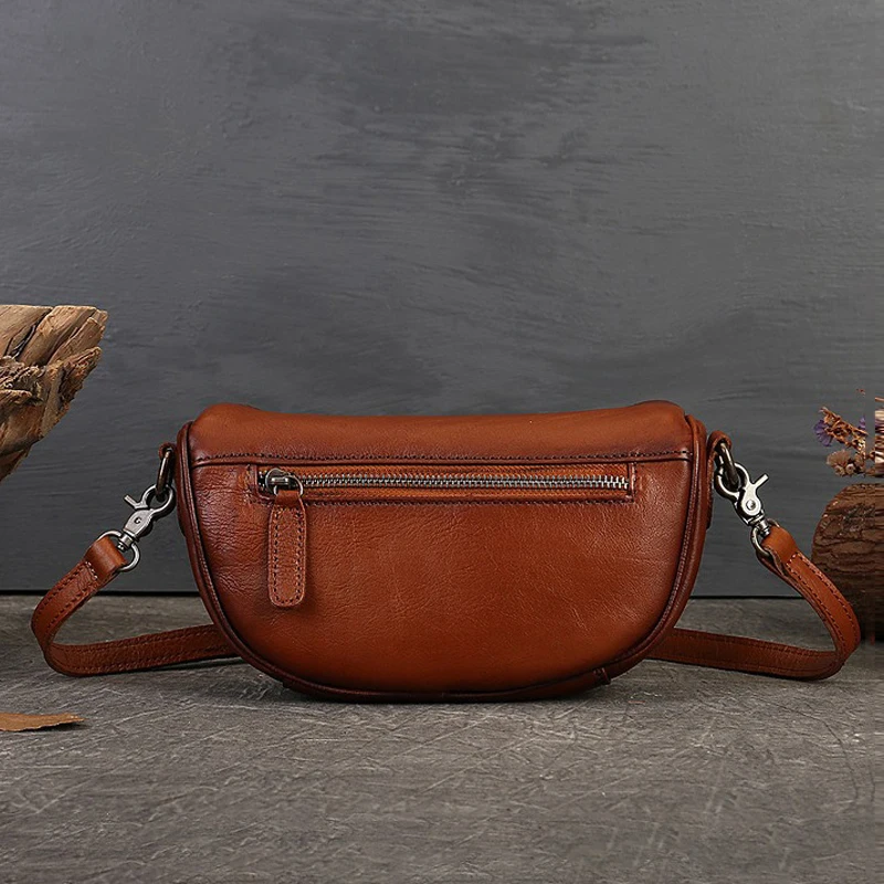 New women\'s bag, vintage saddle bag, cross-body bag, top cowhide simple commuter shoulder bag