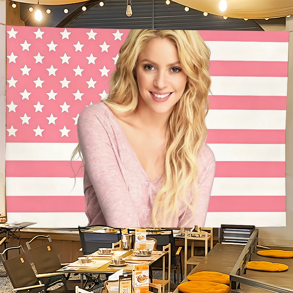 Bandera de Shakira Fijacion Oral para habitación, dormitorio, campamento, fiesta, garaje, bar, picnic, hogar, decoración del hogar, banderola para colgar en la pared, regalo