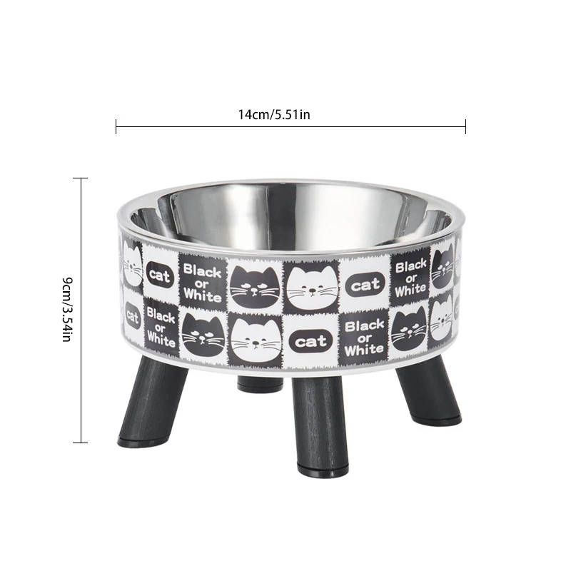 Stainless steel cat bowl - elevated pet feeding tray non-slip and non-dumping design puppy feeding water bowl high column bowl