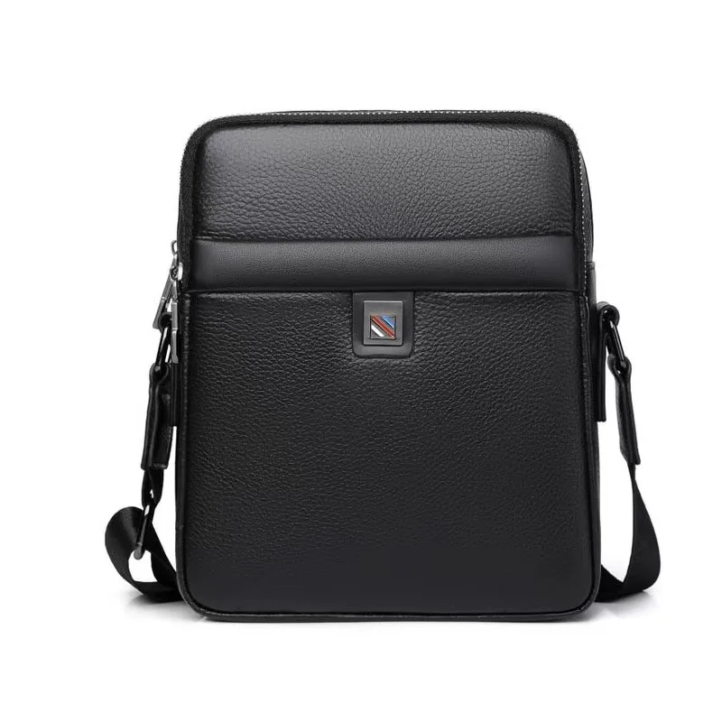 Men's genuine leather vertical square business commuting crossbody lightweight single-shoulder backpack