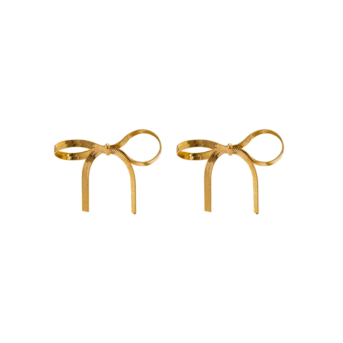 Salircon Korean Simple Snake Chain Bow Stud Earrings Vintage Aesthetics Gold Color Earrings Women\'s Banquet Party Jewelry Gift