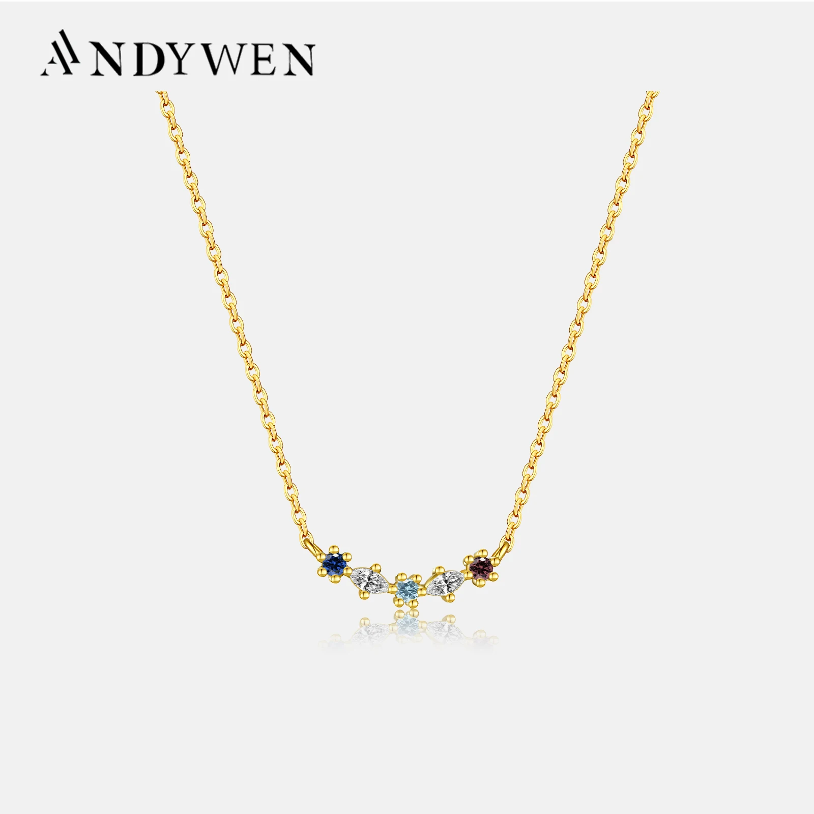 ANDYWEN 925 Sterling Silver Color Gemestone Pendant Women Necklace 2024 Fine Fashion Wedding Party Jewels Anniversary Gift