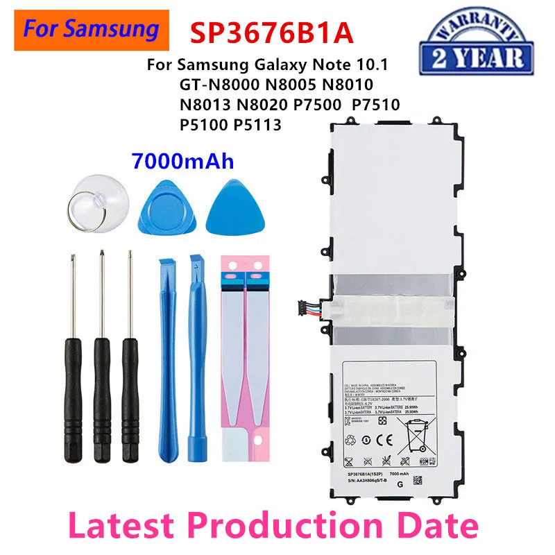 

Brand New SP3676B1A 7000mAh Battery For Samsung Galaxy Note 10.1 GT-N8000 N8005 N8010 N8013 N8020 P7500 P7510 P5100 P5113 +Tools