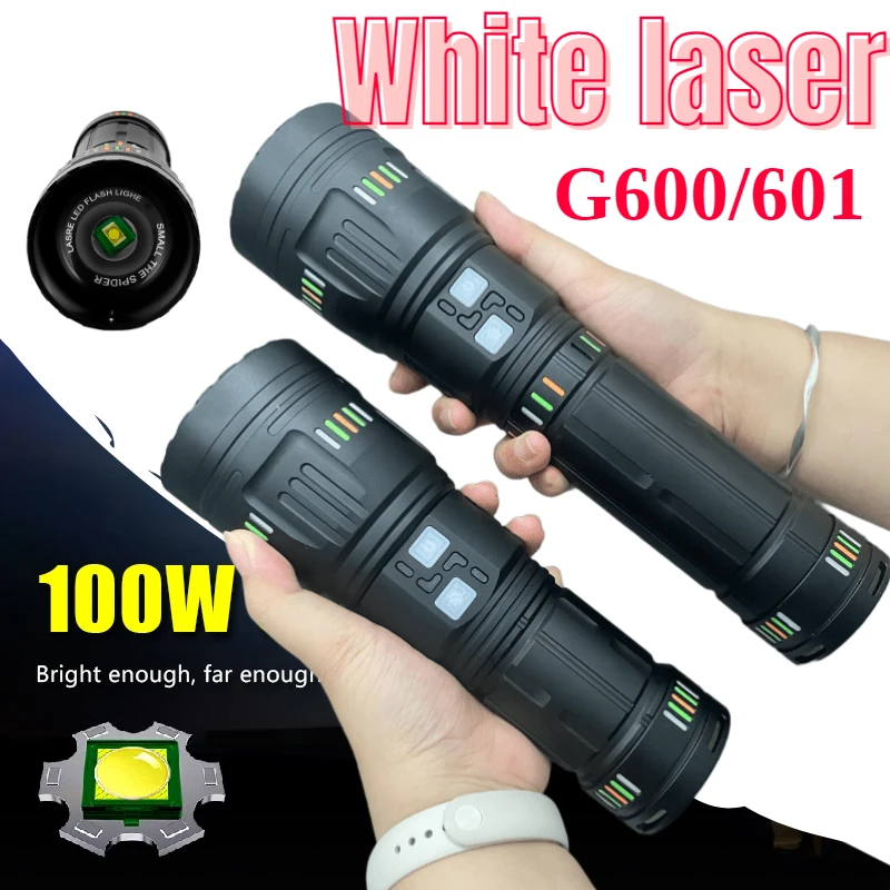 Powerful G600/601 LED Flashlight Zoomable Spotlight with Power Display Type-c Charging Outdoor Lights Emergency Camping Lantern