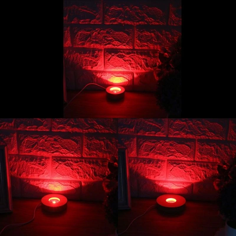 Resin Art Display Wood LED Adjustable Display Base 12 Colors RGB LED Base Vase Light with Remote Control DIY Night Light