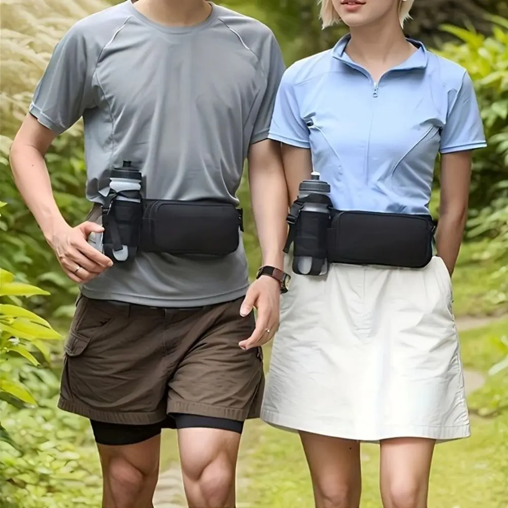 Oxford Cloth Running Belt Pack Waterproof with Water Bottle Bag Sports Shoulder Pack Large Capacity Black Running Crossbody Bags