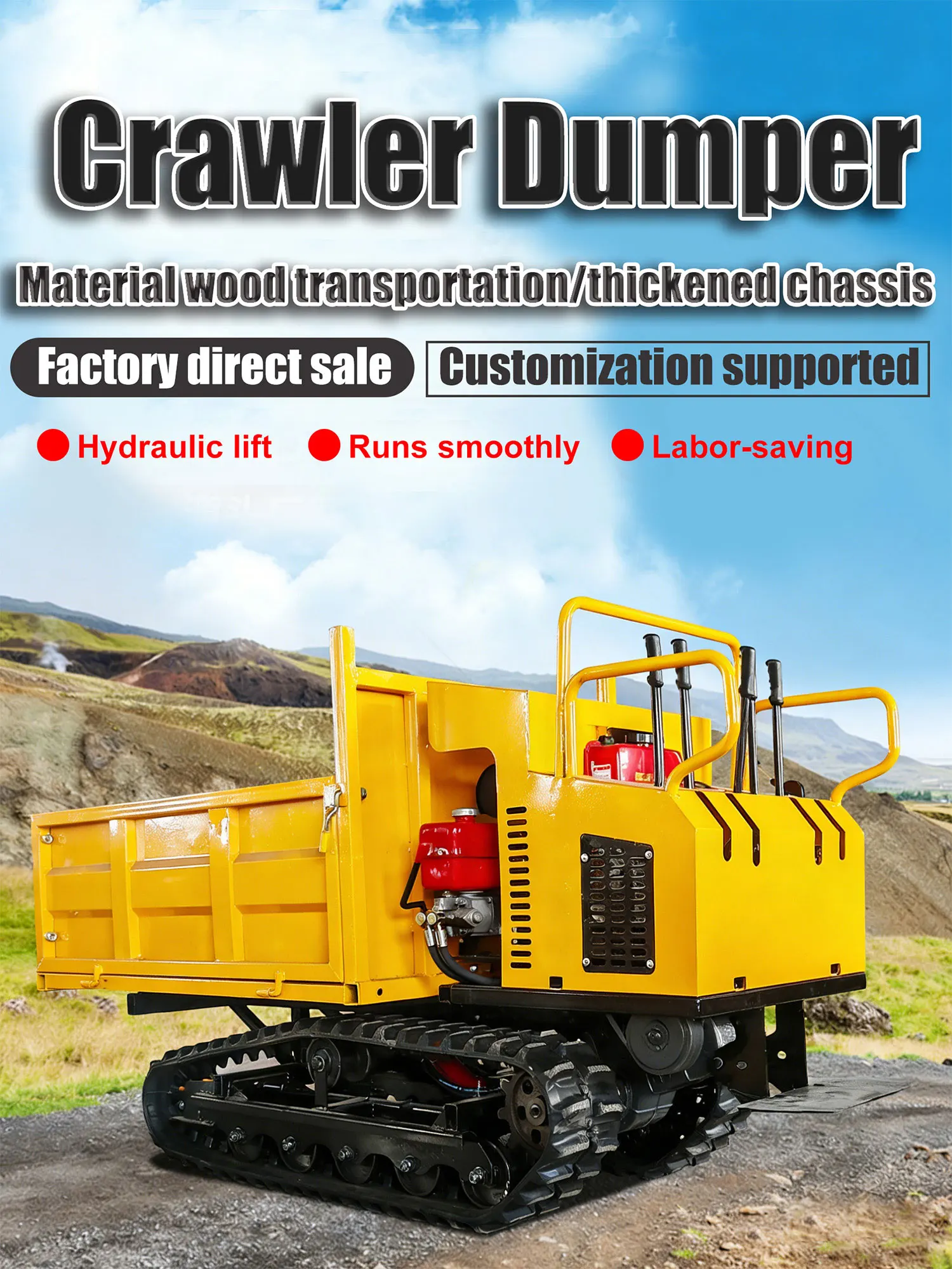 Allrad-Raupendumper mit EPA-Zulassung, Mini-Muldenkipper mit Hoher Leistung für Berge, Feuchtgebiete und Schlammige Straßen – Detail 2