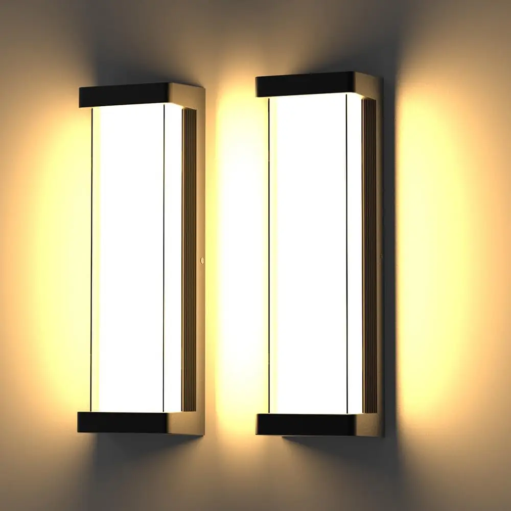 2 Pack Dimmable Large Outdoor Wall Lamp 16inch Aluminum Corrosion-resistant Outside Wall Mount Lights for Balcony Entrance