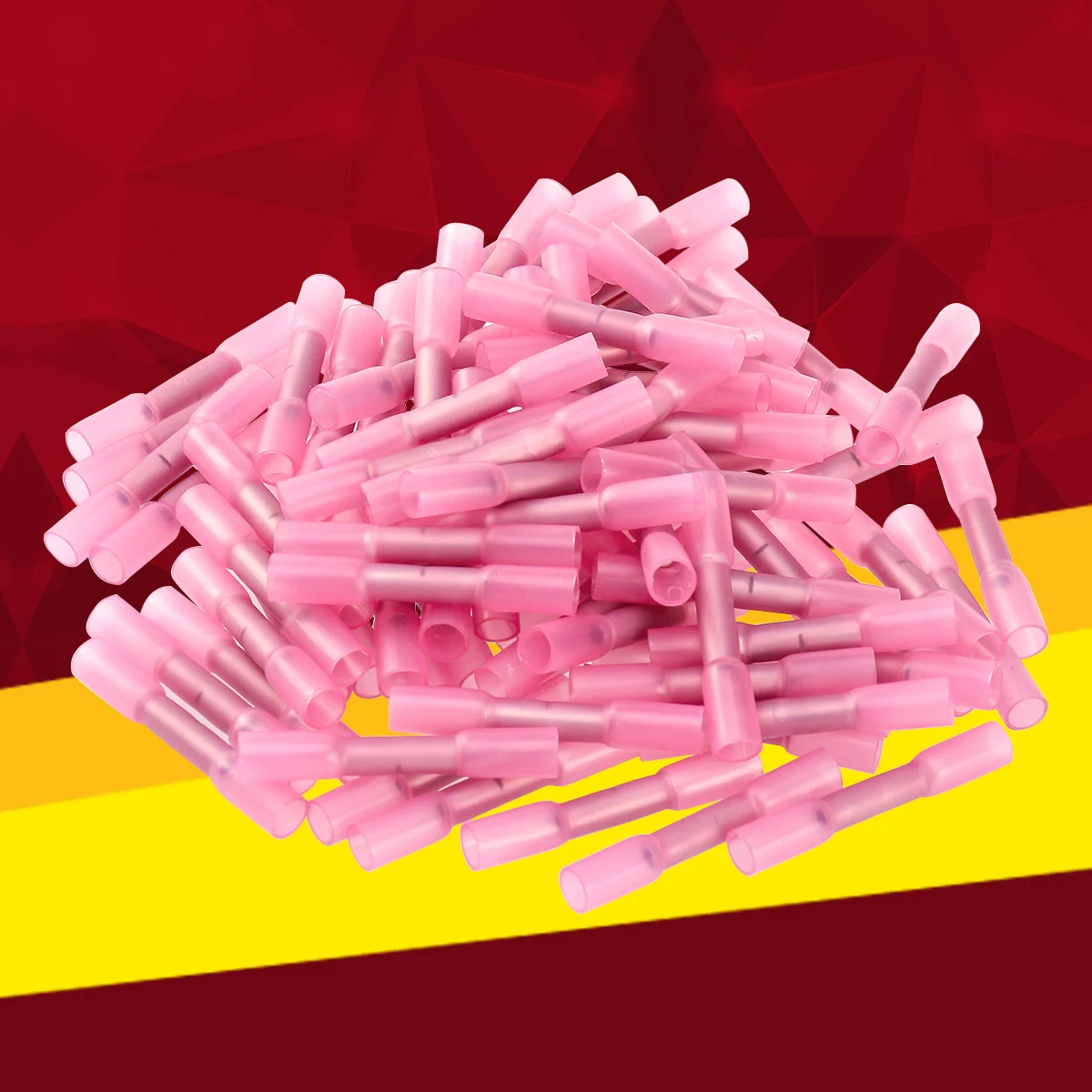 

100Pcs Heat Shrink Butt Wire Connectors Crimp Terminals 0.5-1.5mm Dual Wall Waterproof Sealed Insulated Copper Tinplate Pink