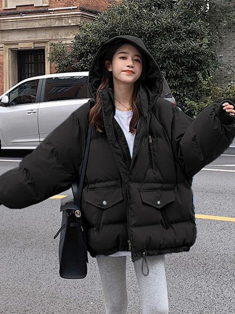 Winter Hooded Coat Women Oversized Warm Thick Parkas Female Korean Fashion Down Padding Jackets Casual Stand Collar Outerwear