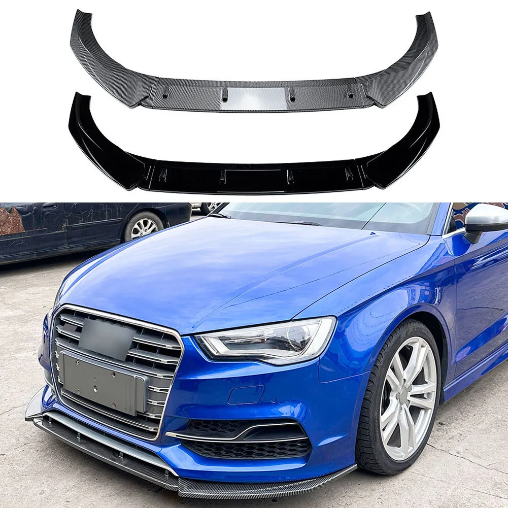 3 Stage Front Lip Splitter Spoiler Side Lower Splitters Body Kit  For Audi A3 S-Line S3 8V Pre-Facelift 2013-2016