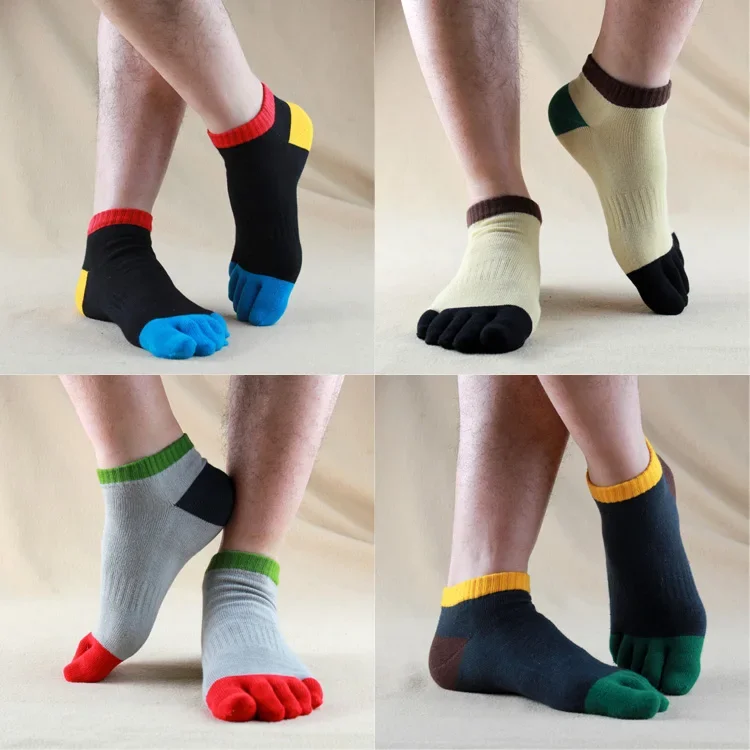 

5 Pairs Summer Cotton Short Ankle Socks Colorful Men Five Finger Sock Sweat Novelty Sports 5 Toe Socks