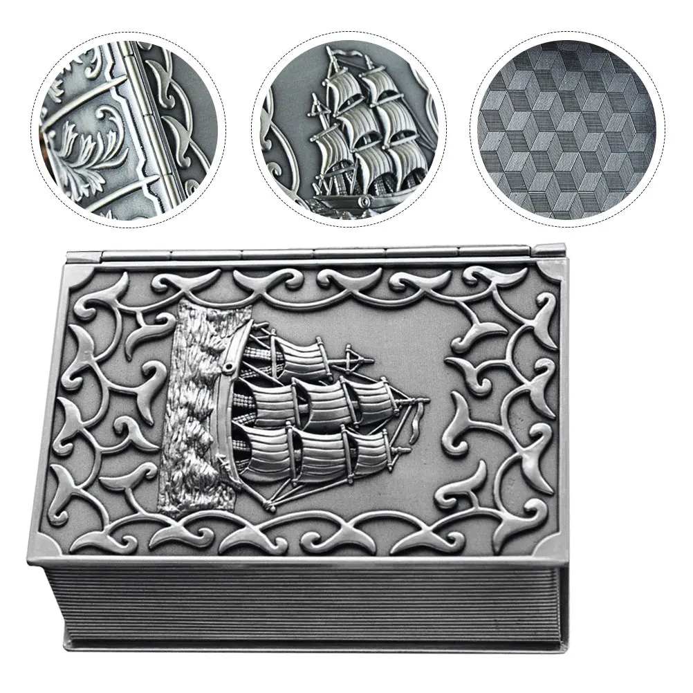 

Изысканный чехол для хранения ювелирных изделий в стиле ретро, настольный органайзер для мелочей, винтажная коробка из сплава с тиснением, пиратский домашний органайзер