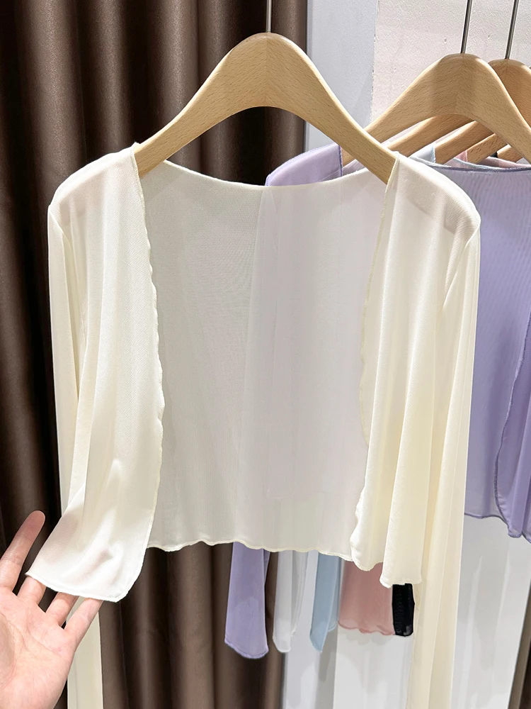 

Women's ort Ice Silk Me Cover up Cardigan Summer Thin Lace Top with Strap Vest Outerwear oulder awl Open Sle