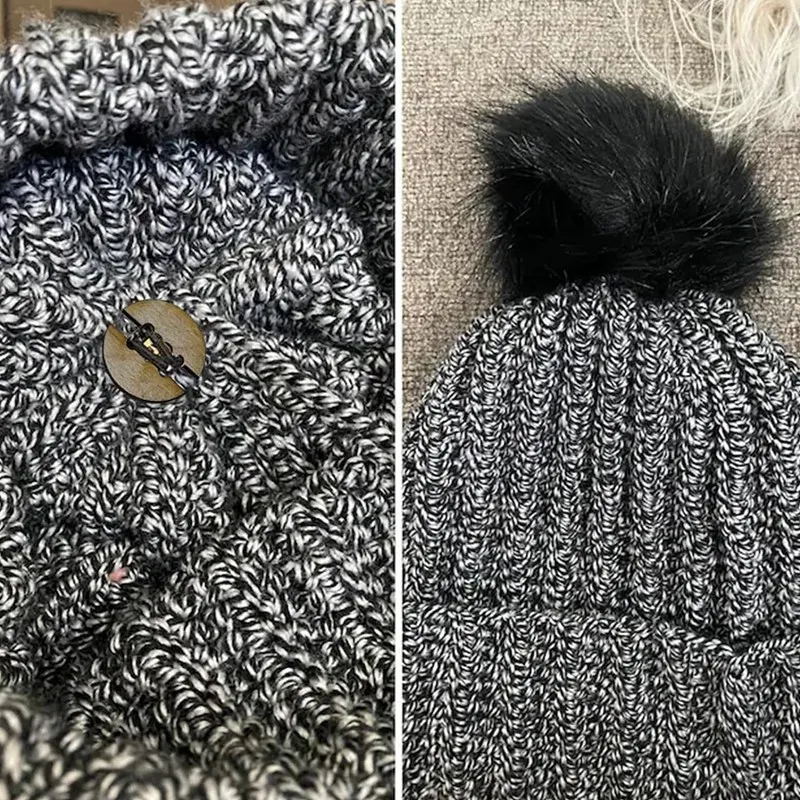 50 шт. съемные деревянные пуговицы с помпонами, держатели помпонов из искусственного меха на шапочках ручной работы, держатель помпона для шапки, вязаная шапка, прочный