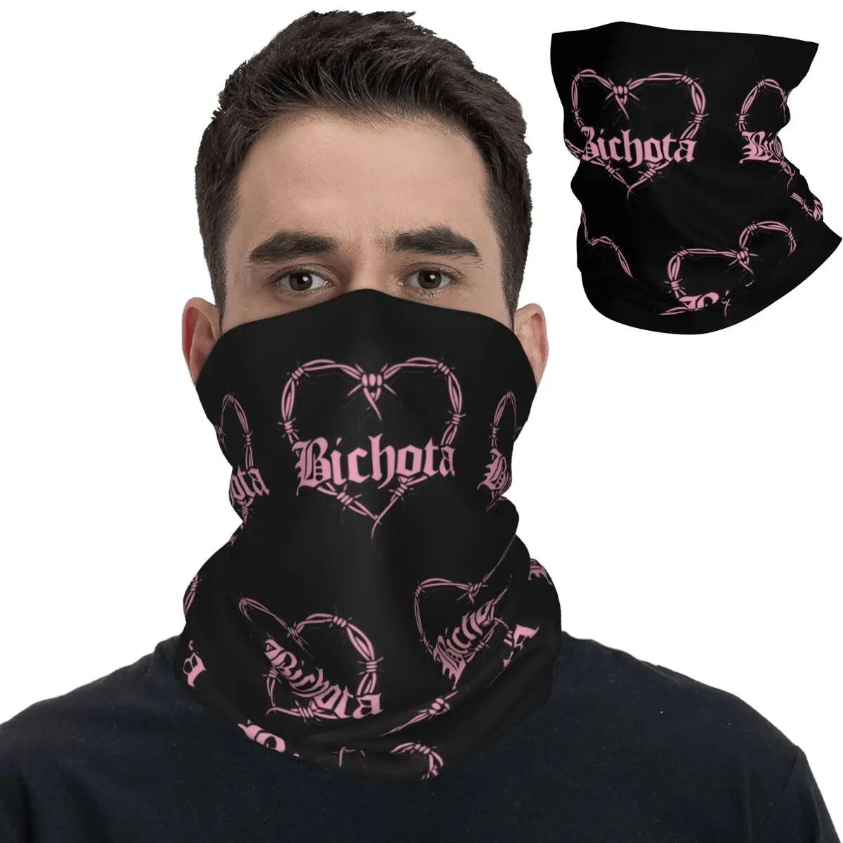 Karol G Bichota Heart Pink Bandana Neck Gaiter Printed Balaclavas Wrap Scarf Warm Cycling Riding for Men Women Adult Winter