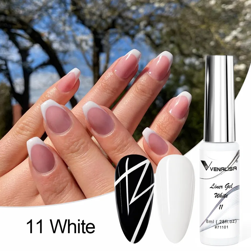Gel liner Venalisa 8ml para uñas francesas, esmalte en gel UV LED para pintar, diseño de arte de uñas, color glitter hermoso, esmalte para dibujo DIY 2