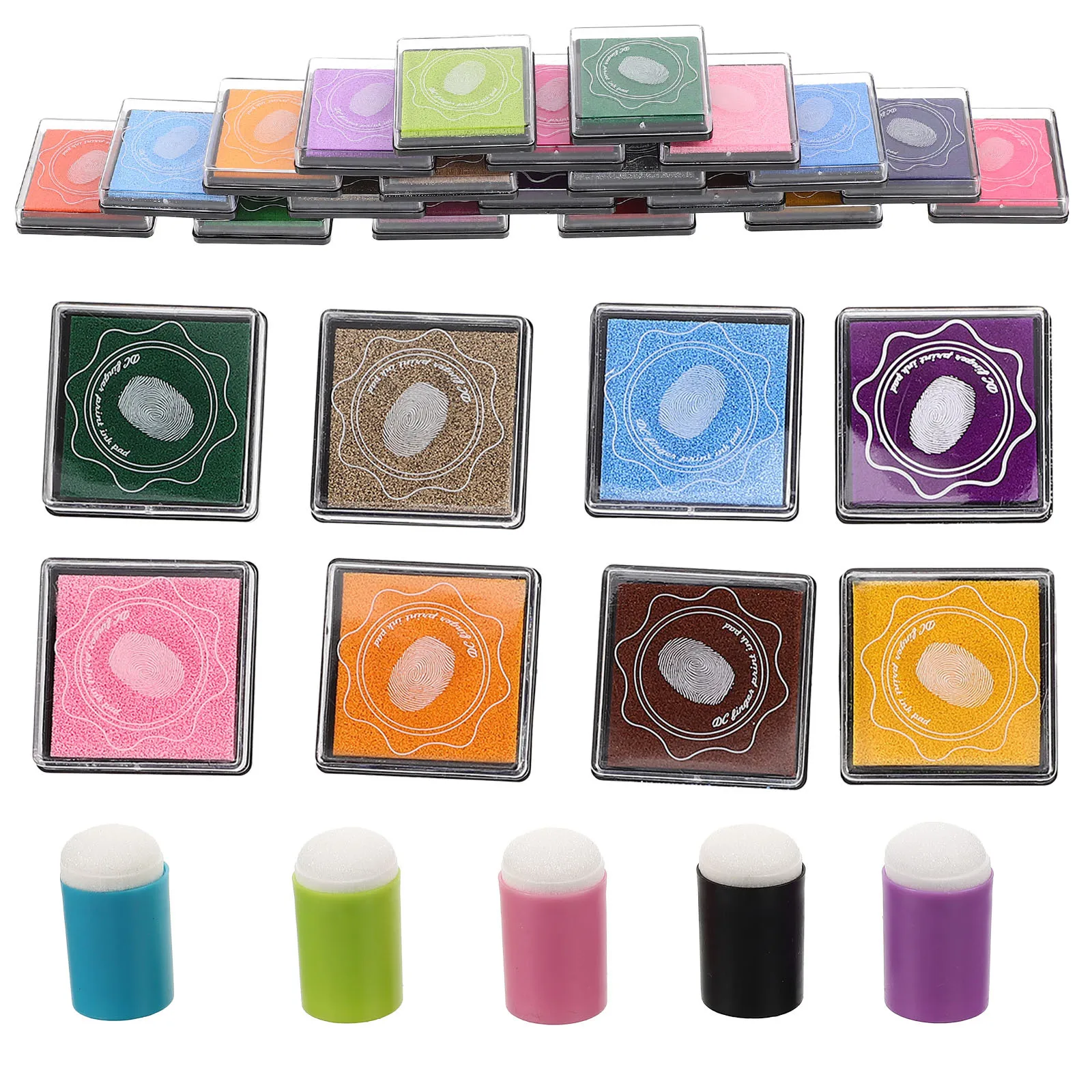 1 set 1 Set Diy Painting Finger Sponge Stamps With Ink Pad For Kids Graffiti Tools Art Craft Activities Sponge Daubers Painting