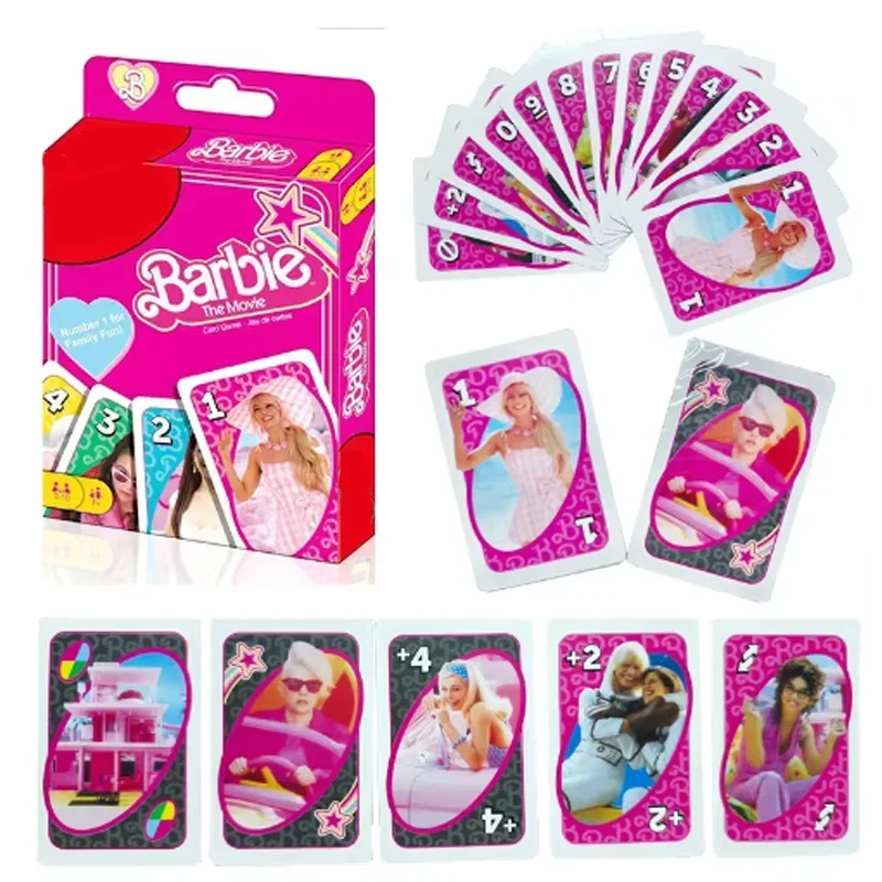 Juegos de cartas Juego de cartas Barbie para una noche familiar con gráficos temáticos de programas de televisión y una regla especial para 2-10 jugadores
