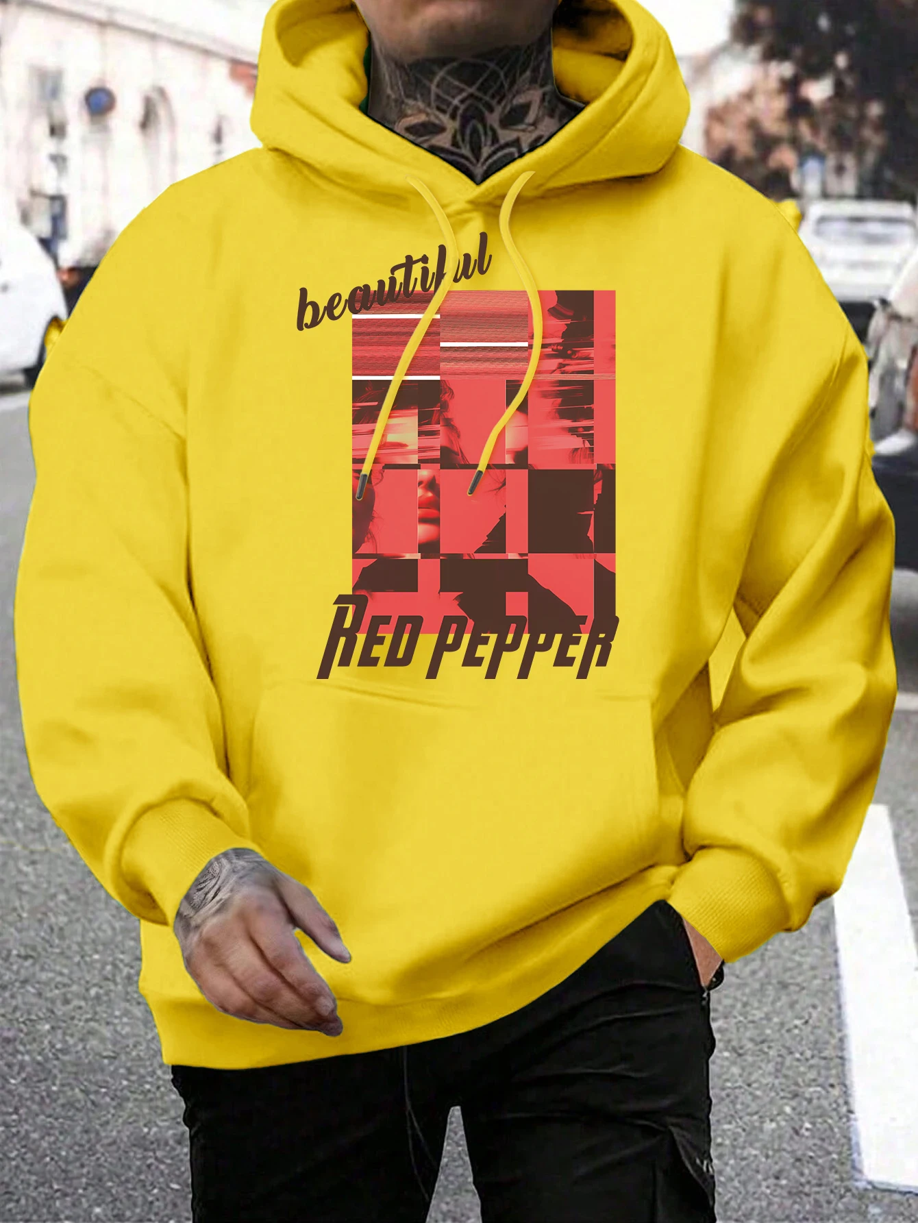 Creative Beautiful Red Pepper Poster Printed Pullovers men's Soft Thicken Tracksuit Pocket Autumn Hoody Sport Casual Streetwear