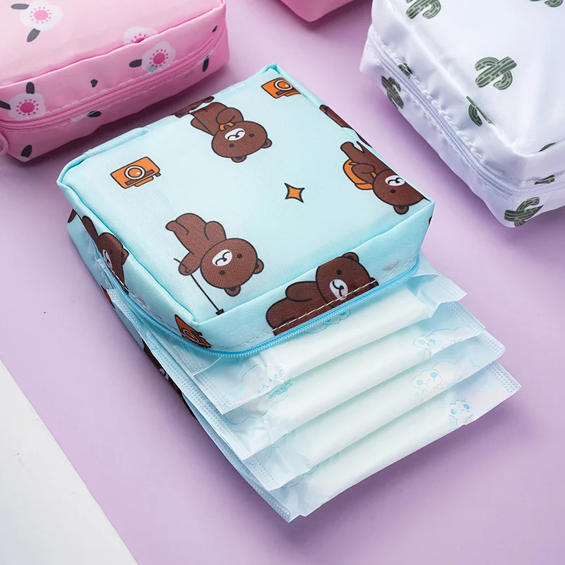 Multi Color cartoon Sanitary Pad Storage Bag, Portable Travel Storage Bag, Can Store Small Items Such as Documents