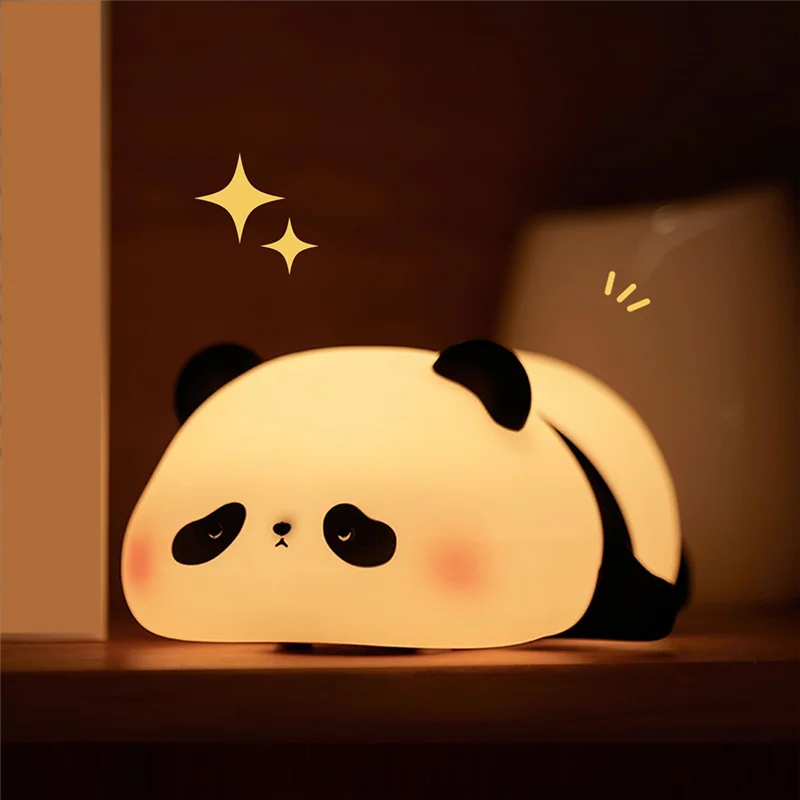 ABFS Cute Panda Pangda Decor LED Luz noturna com escurecimento, lâmpada animal novidade para crianças, presente de luz noturna legal