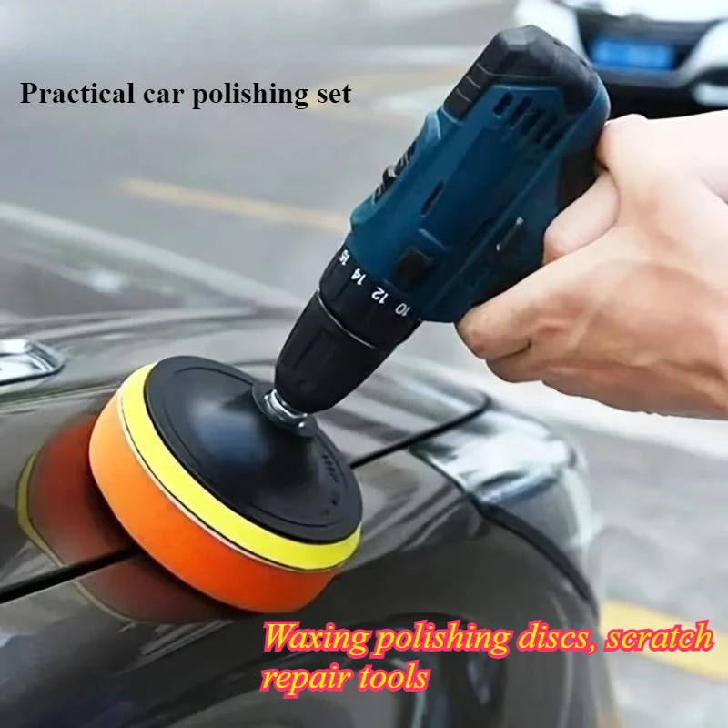 2 Sets of 12 Pieces (Each Set Contains Six Pieces) Car Cleaning Sponge Flat Sponge Wheel Car Polishing and Waxing Self-Adhesive Sponge Pad Wave-Backed Velvet Sponge Wheel