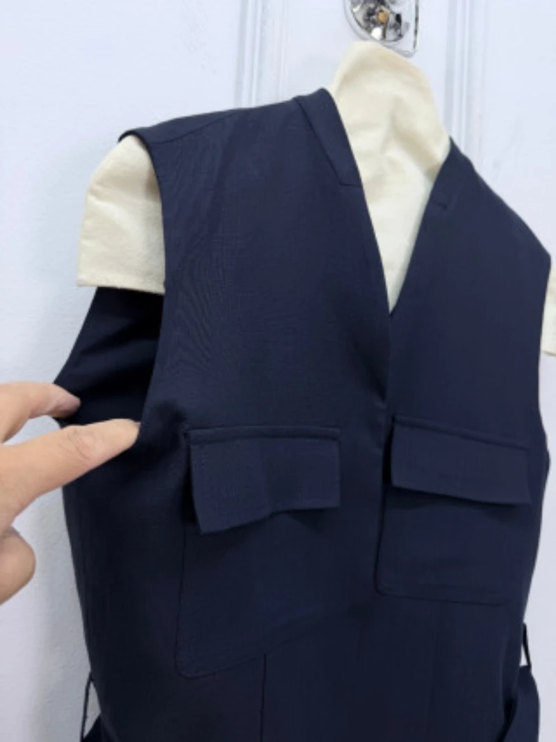 

Elegant Linen Vest And Wide-Leg Pants Two-Piece Set For Women, New Spring/Summer Retro Style.