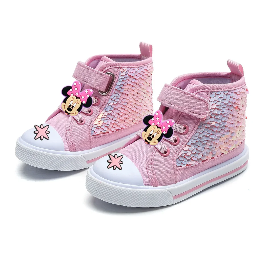 

Disney Mickey Mouse Kids Canvas Toddler Shoes High Top Spring Summer fallGirls CuteCasual Shoes Board Shoes Shell Head Sneakers