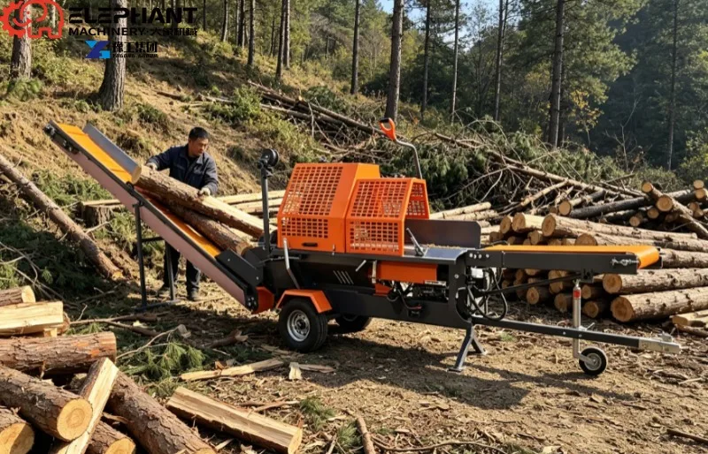 Heavy‑Built 45T Hydraulic Firewood Processor PTO Driven Log Splitter With Lifting Device For Farm Wood Yard