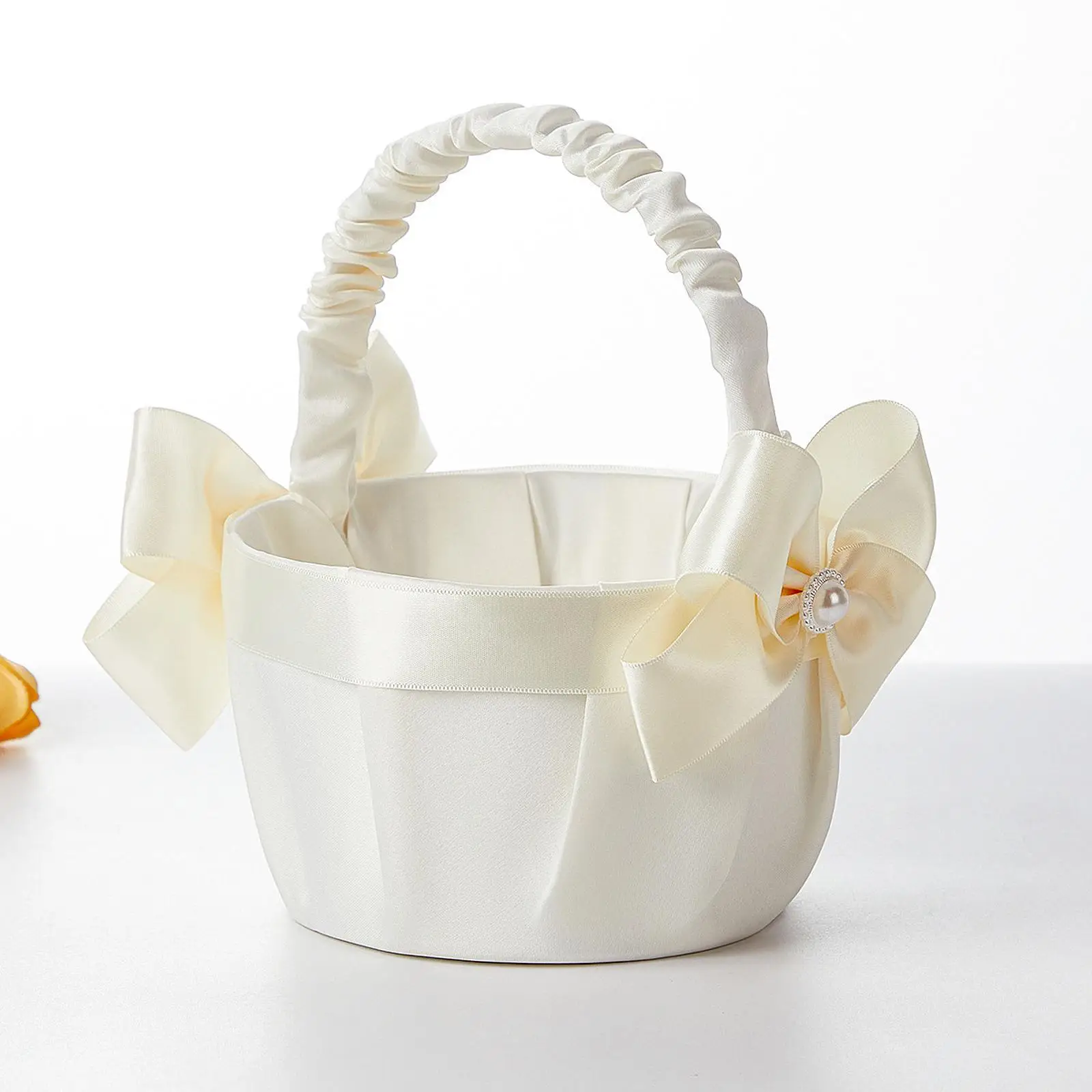 

Bowknot Flower Girl Basket Flower Basket Decor Elegant Candy Container for Wedding Engagement Bridesmaid Bride Shower Banquet