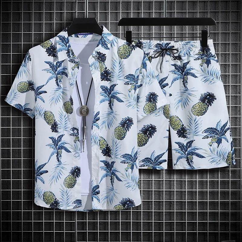 

Beach Sets, Seaside Vacation Top, Hawaiian Vacation Short-sleeved Shirt and Shorts, Thin Polo.