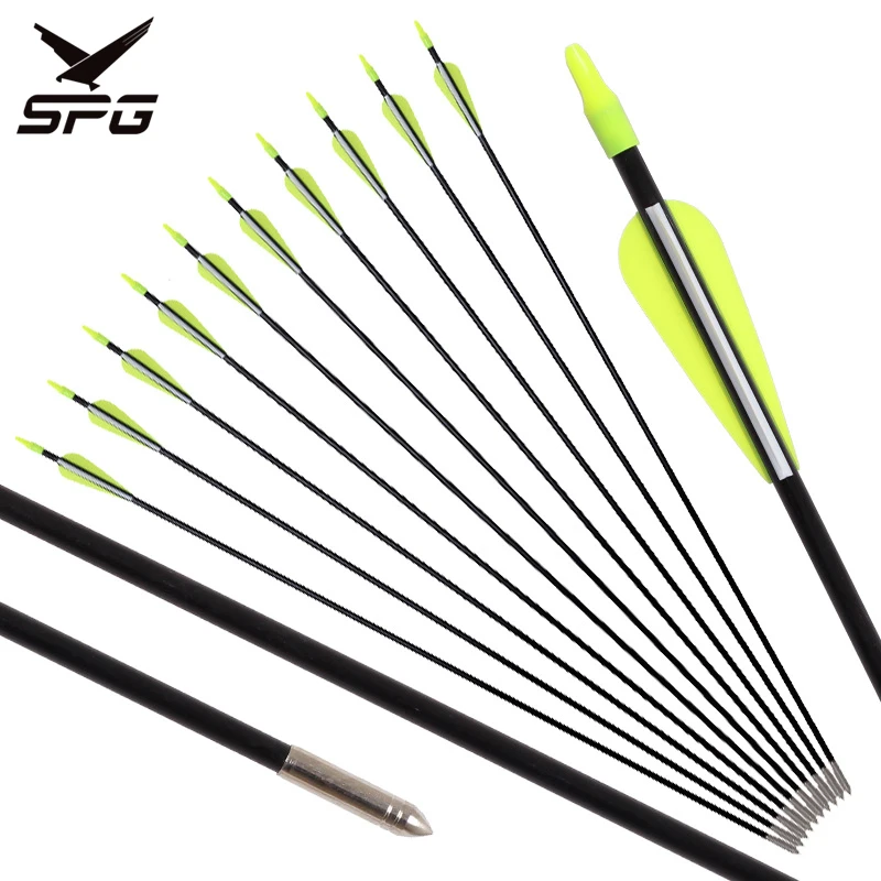 40pcs Archery 7mm Fiberglass Arrow Spine 900 Shooting Target Hunting Recurve Bow and Arrow Glue Point Plastic Vanes Accessories