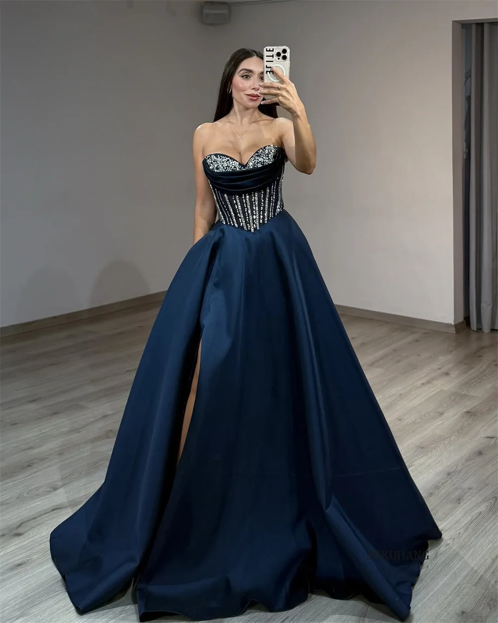 SUKUHANG Dubai Sweetheart Corset Kralen Vloerlengte Avondjurk Vestidos de noche Formele prom dress Aangepast