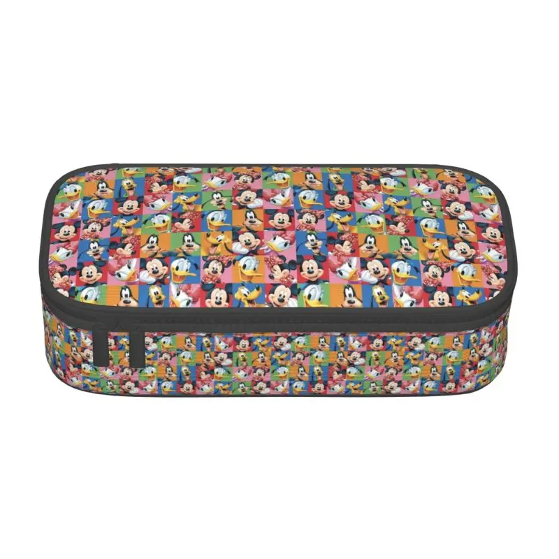 Custom Minnie Mickey Mouse Collage Kawaii Pencil Case Boy Girl Large Capacity Pencil Bag Pouch Students Stationery