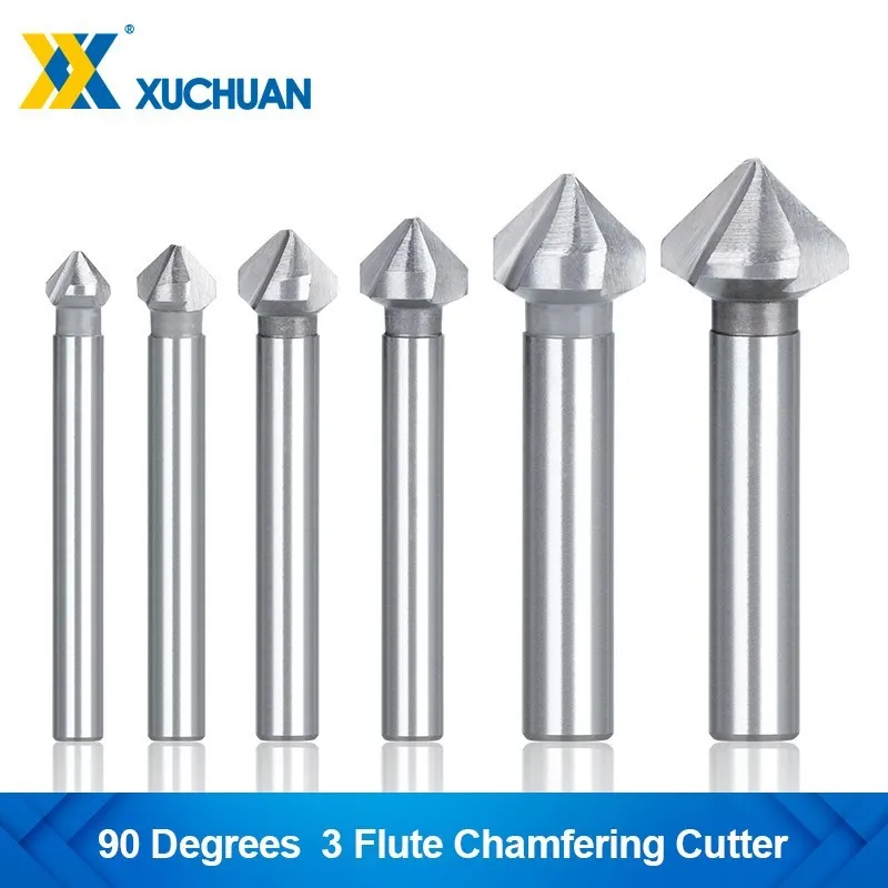 90 Degrees Chamfering Cutter 4.5-50mm Countersink Drill Bit 3 Flute High Speed Steel Wood Metal Hole Drilling Tool