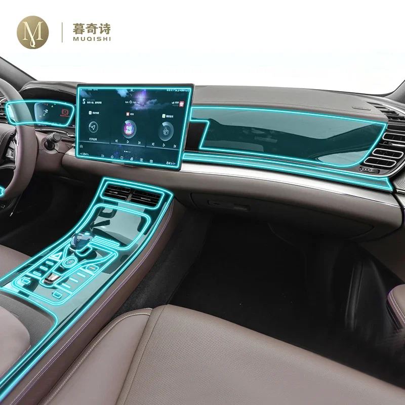 MUQSHI Car Interior center console Anti-scratch TPU transparent protective film Shift position Piano board For BYD HAN 2020-2023