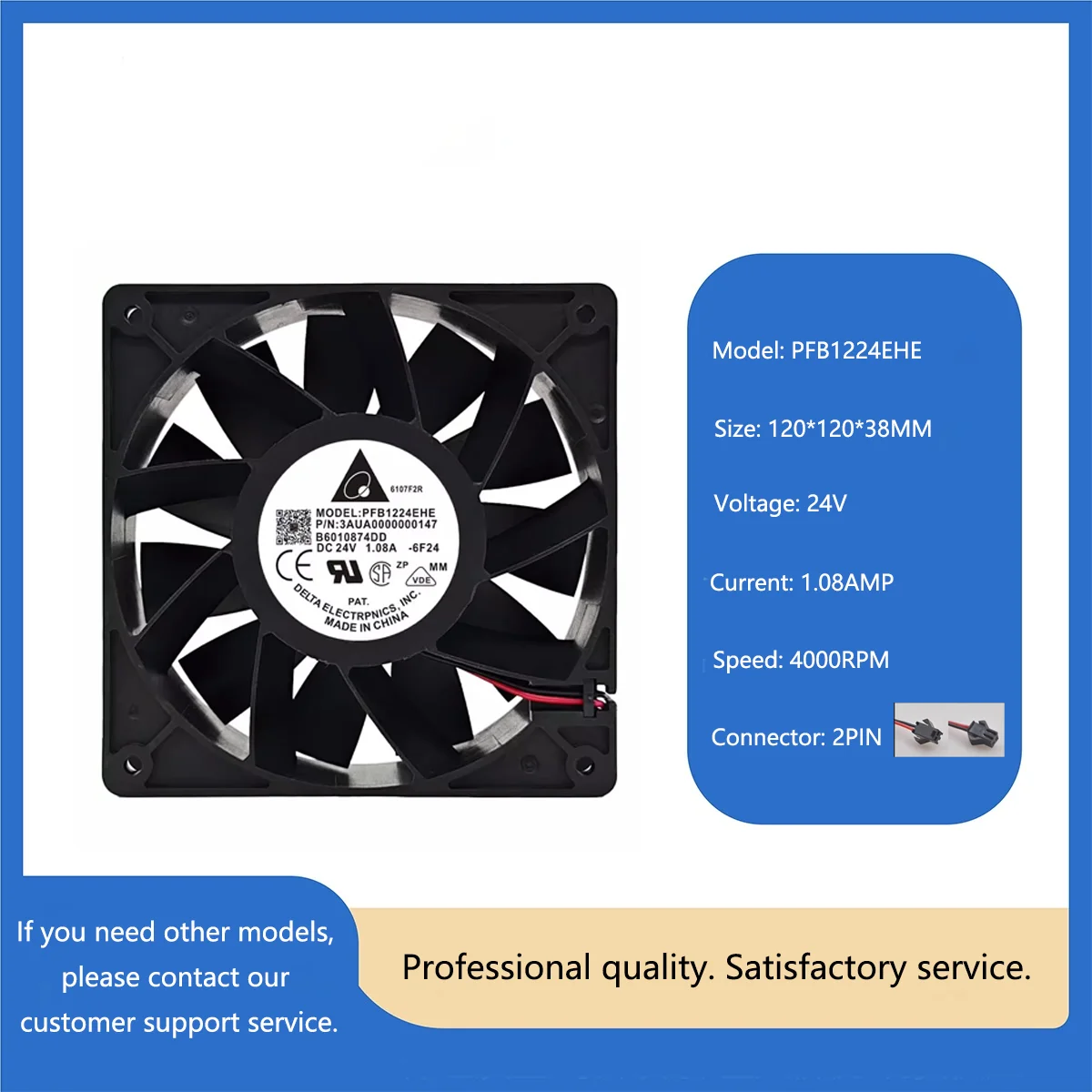 

DELTA PFB1224EHE DC 24 В 1,08 А 120x120x38 мм 4000 об/мин охлаждающий вентилятор для электрооборудования ПК сервер автомобильный полевой кулер