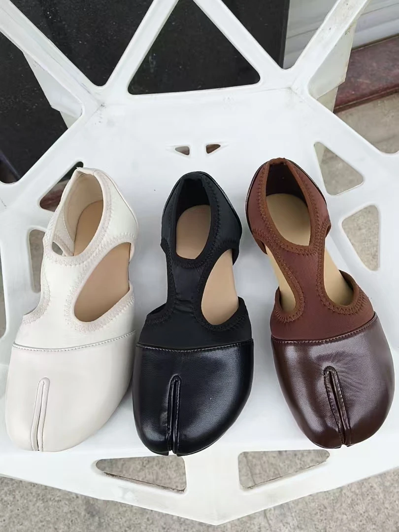 2026 Modische Damen-Markenschuhe Mary Janes Sommer Split-Toe Walking Sneakers Lässige Loafers Designer Schwarze Ballerinas Sandalen – Detail 1