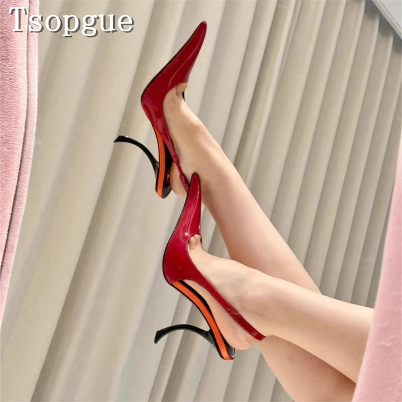 

New Fashion Strange High Heel Pumps Women Pointed Toe Shallow Mouth Slingbacks Sandals Brand Sexy Runway Party Shoes