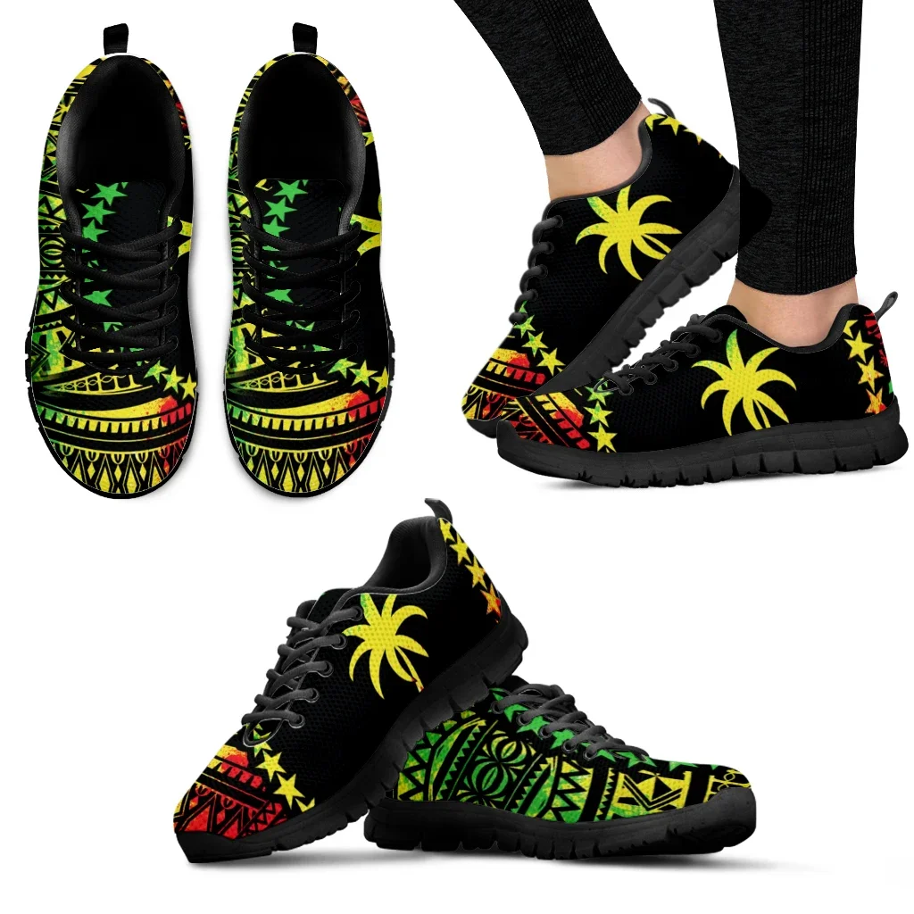 Comfort Warm Sneaker Autumn Micronesian Reggae Gradient Color Printed Flat Shoes for Women Casual Lace up Zapatos