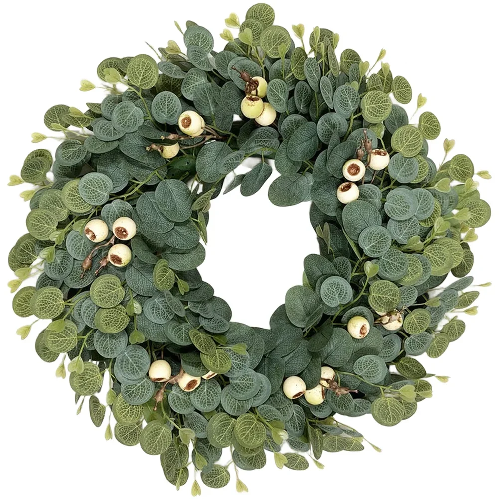 Frühlingskranz Eukalyptus-Kranz Hochzeiten Eukalyptusblatt-Kranz Dekoration Künstliche Realistische Eukalyptusblätter