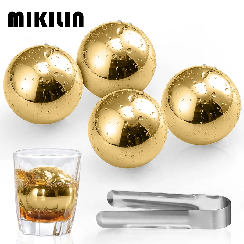 

Reusable Stainless Steel Ice Cubes Set with Ice Tong Metal Ice Cubes for Whiskey Wine Cocktails Chilling Stones Party Bar Tools