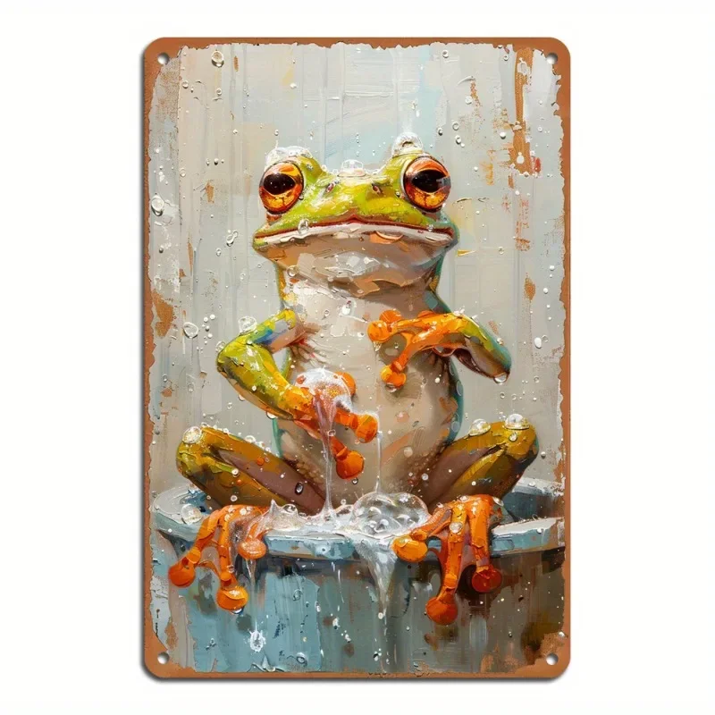 Frogs in The Bathtub Retro Metal Signage Iron Wall Art Suitable for Bathroom and Bar Decoration Perfect for Room Decorations