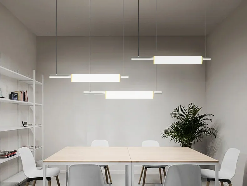 LED strip light, Nordic modern simple dining table bar light creative one-character office front desk restaurant chandelier