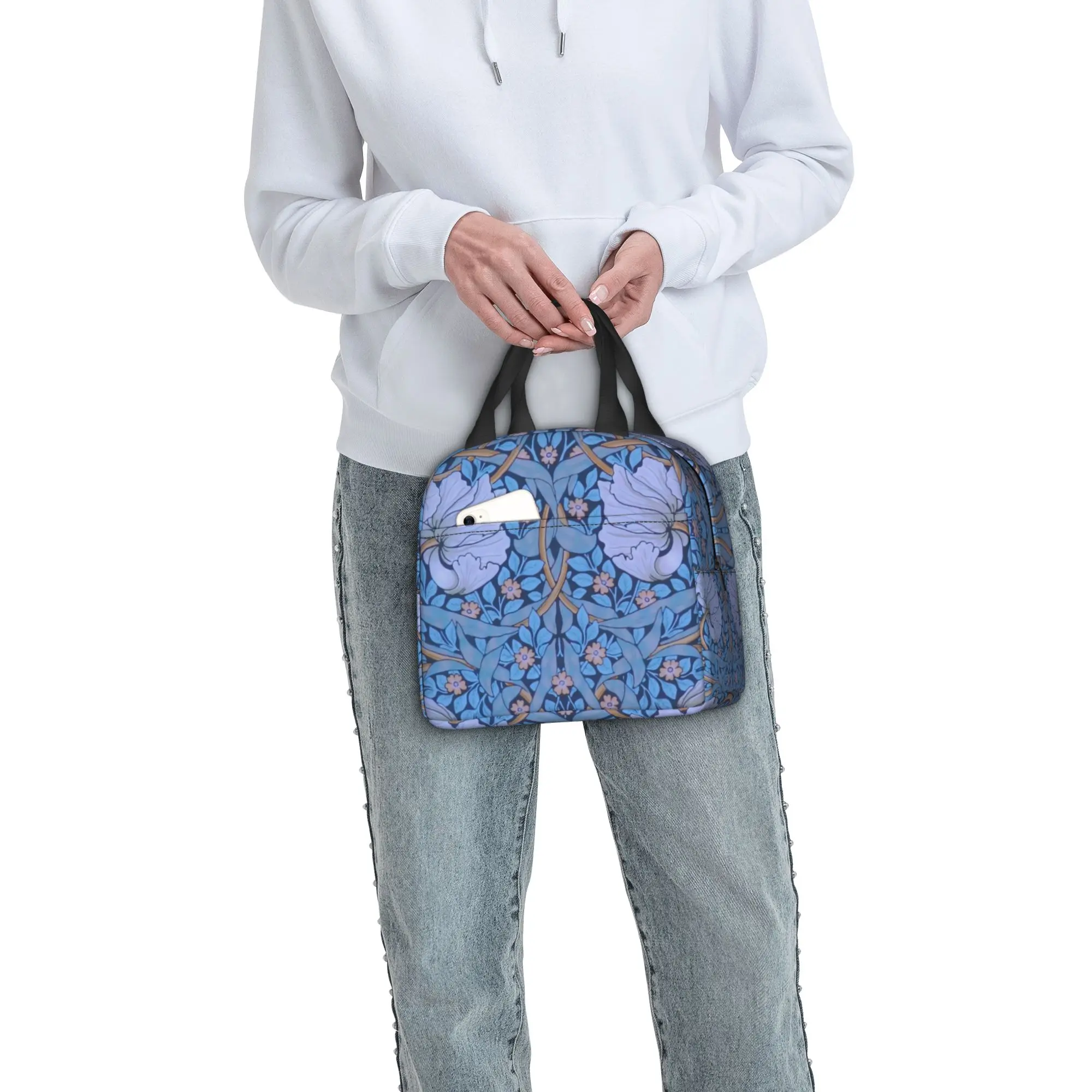 William Morris Thermal Insulated Lunch Bags Women Pimpernel Portable Lunch Container for School Outdoor Multifunction Food Box