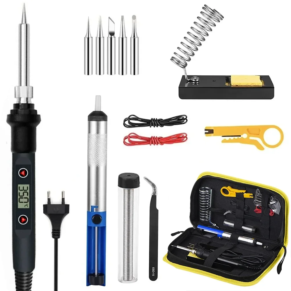 80W Electric Soldering Iron Kit Temperature Adjustable 220V 110V Welding Tools Set Soldering Flux Soldering Tips Rework Station